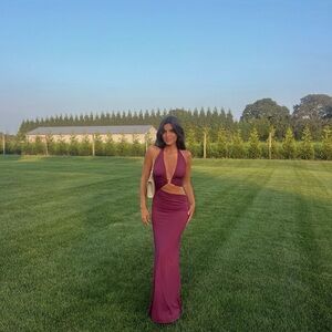 Elegant Plum Halter Maxi Dress
